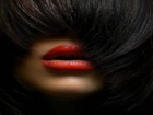 Kobieta, Czerwone, Usta, Włosy