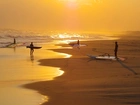 Plaża, Zachód, Słońca, Windsurfing