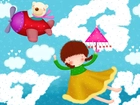 Dziecko, Misiu, Samolot, Parasol