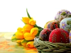 Tulipany, Koszyk, Jajka, Wielkanocne