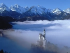 Góry, Zima, Zamek, Neuschwanstein, Mgła