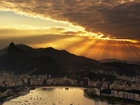 Rio de Janeiro, Brazylia, Zachód, Słońca, Promienie