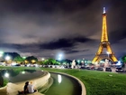 Widok, Wieża, Eiffla, Paryż, Francja