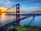 Rzeka, Zachód Słońca, San Francisco, Most Golden Gate