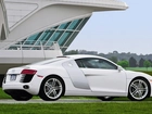 Białe, Audi R8, Auto, Sportowe