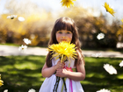 Mała, Dziewczynka, Kwiaty