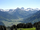 Kanisfluh, Austria, Ośnieżone, Góry, Dolina, Drzewa