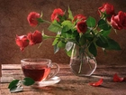 Bukiet, Róż, Herbata