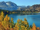 Góry, Jezioro, Drzewa, Jesień