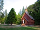 Drewniany, Kościółek, Drzewa, Yosemite, Kalifornia