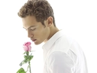 Mężczyzna, Biała, Koszula, Róża