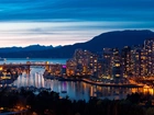 Oświetlone, Miasto, Vancouver, Kanada