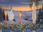 Boże Narodzenie, Kościółek, Udekorowana, Balustrada