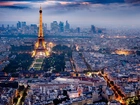 Wieża, Eiffla, Widok, Miasta, Paryż