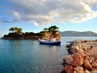 Morze, Wysepka, Statek, Grecja