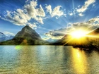 Góry, Jezioro, Promienie Słońca