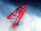 Windsurfing,czerwony żagiel