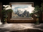 Góry, Chmury, Morze, Obrazy, Grafika, 4D