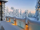 Drzewa, Domek, Śnieg, Zima