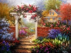 Ogród, Dom, Kwiaty