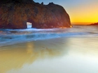 Morze, Skały, Zachód Słońca, Kalifornia