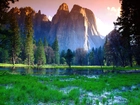 Łąka, Woda, Góry, Drzewa, Yosemite