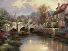 Domy, Most, Rzeka, Kwiaty