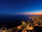 Morze, Zachodzące, Słońce, Panorama, Monako