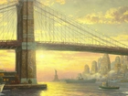 Obraz, Reprodukcja, Thomas Kinkade, Most, Rzeka
