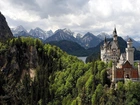 Zamek, Neuschwanstein, Góry, Lasy