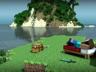Minecraft, Człowiek, Wyspa, Skrzynia, Drzewa