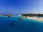 Domy, Na, Palach, Ocean, Plaża, Wyspa, Malediwy