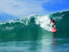 Kobieta, Surfing, Wysoka, Fala