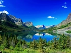 Góry, Drzewa, Jezioro, Saint Mary, Montana
