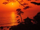 Wybrzeże, Korei, Zachód, Słońca