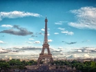 Paryż, Wieża Eiffla, Niebo, Chmury