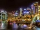 Singapur, Miasto, Noc, Światła