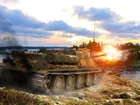 Niszczyciel, Czołgów, SU-100, Ogień, Drzewa, Jezioro
