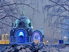Cerkiew, Drzewa, Śnieg, Zima