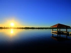 Jezioro, Zachód Słońca, Molo