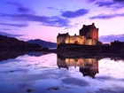 Szkocja, Zamek, Jezioro, Noc, Niebo