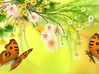 Motyle, Kwiaty, Grafika
