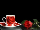 Filiżanka, Kawy, Róża, Kompozycja