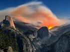 Yosemite, Park Narodowy, Góry, Zachód Słońca, Kalifornia