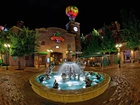 Fontanna, Miasto, Noc, HDR, Disneyland, Kalifornia, USA