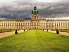 Pałac, Charlottenburg, Trawnik, Chmury