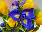 Żółte, Tulipany, Art
