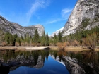 Góry, Jezioro, Drzewa, Yosemite, Kalifornia