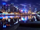 Melbourne, Nocna, Panorama, Miasta, Rzeka, Yarra, Most