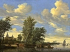 Salomon, van Ruysdael, Prom, Na Rzece, Obraz